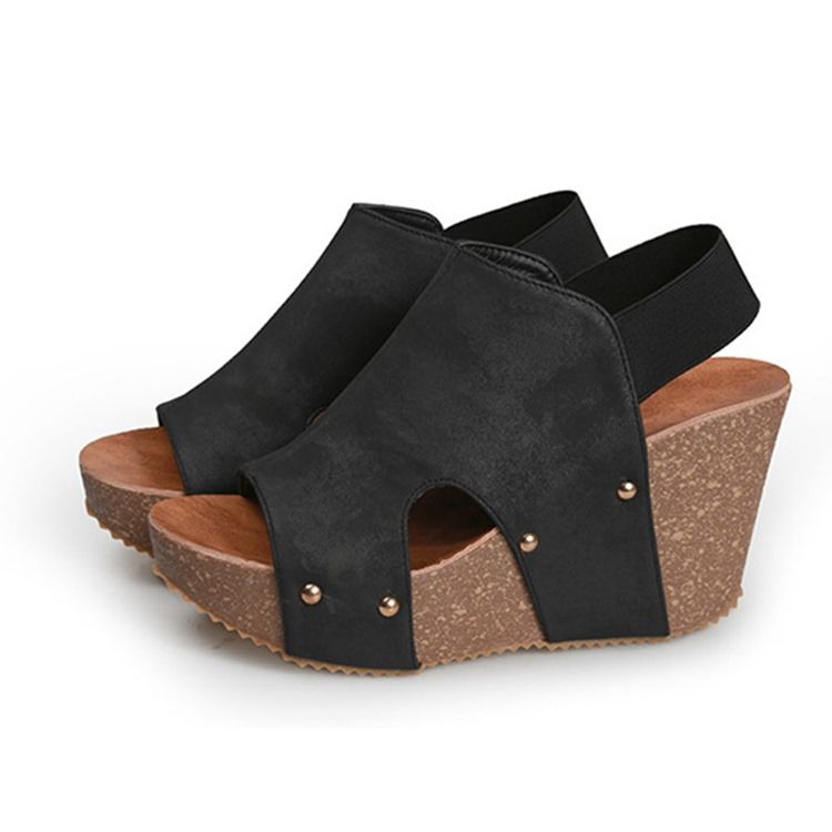 Öppen Tå Slip-On Kilklack Lågskurna Övre Sandaler