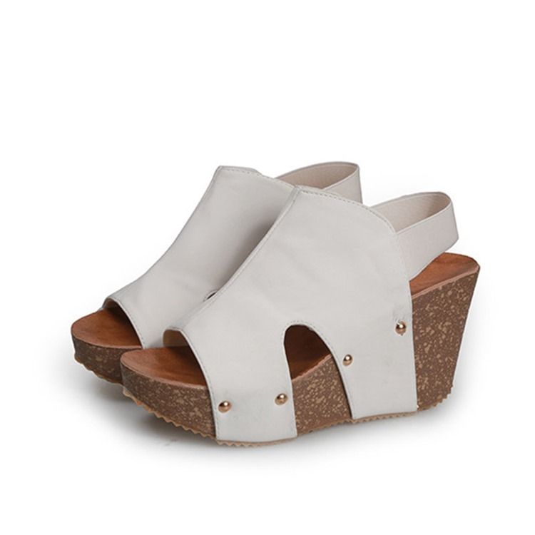 Öppen Tå Slip-On Kilklack Lågskurna Övre Sandaler
