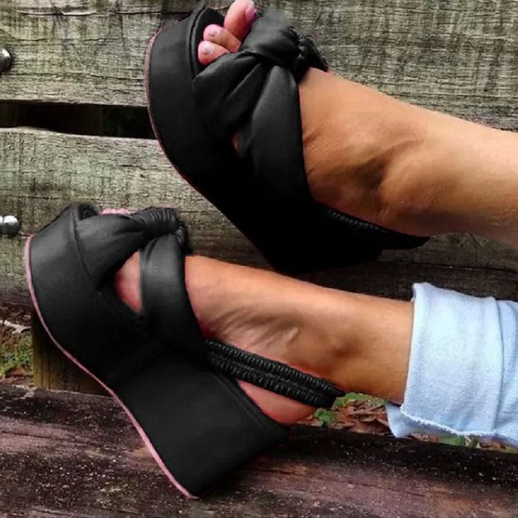 Peep Toe Elastiska Band Casual Sandaler