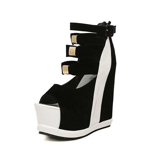 Peep Toe Kilklackspänne Platform Damsandaler