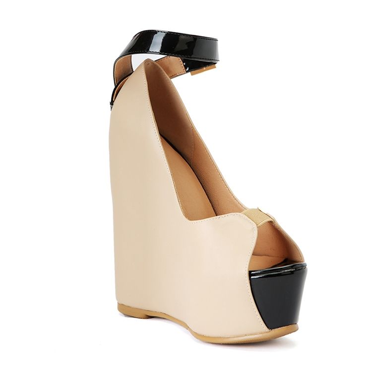 Peep Toe Line-Style Spänne Kilklack Damsandaler