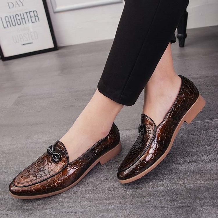 Bowknot Slip-On Color Block Herrskor