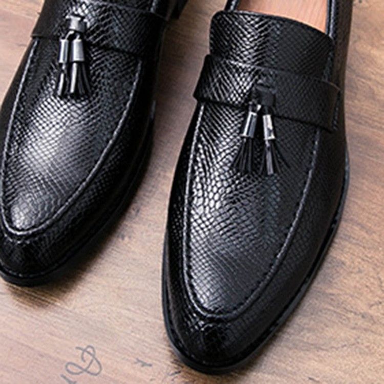 Pu Fringe Slip-On Rund Tå Oxfords Herr