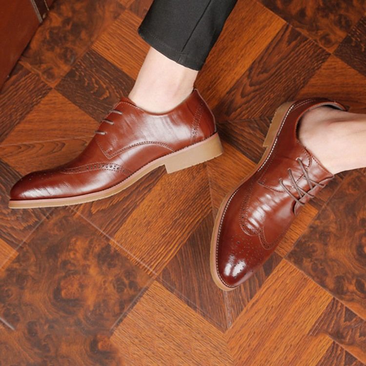 Vanlig Ihålig Rund Tå-Snörning Oxfords Herr