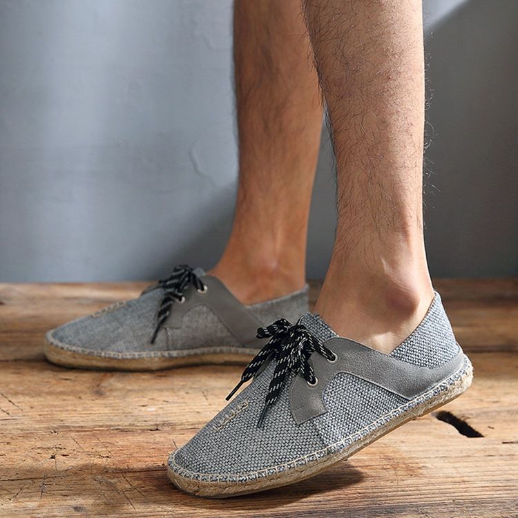 Platt Klack Patchwork Snörning Rund Tå Tunna Skor