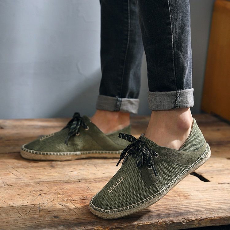 Platt Klack Patchwork Snörning Rund Tå Tunna Skor