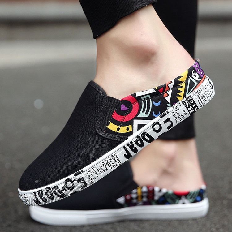 Print Slip-On Rund Tå Herrskor