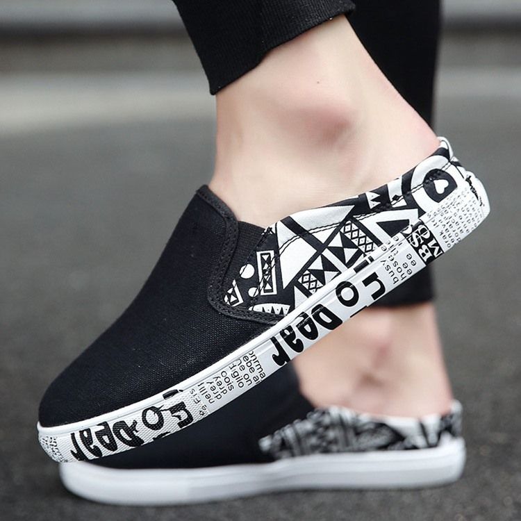 Print Slip-On Rund Tå Herrskor