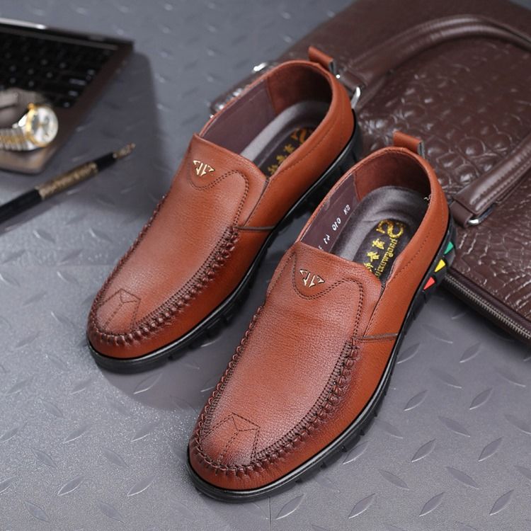 Pu Slip-On Rund Tå För Män Bekväma Skor