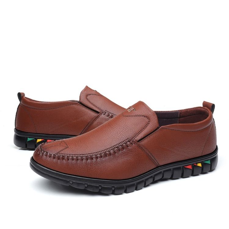 Pu Slip-On Rund Tå För Män Bekväma Skor