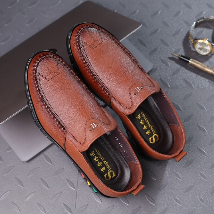 Pu Slip-On Rund Tå För Män Bekväma Skor