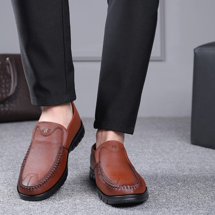 Pu Slip-On Rund Tå För Män Bekväma Skor