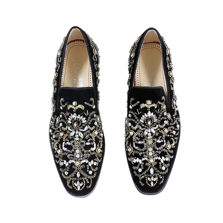 Rhinestone Rund Toe Slip-On Mäns Fritidsskor