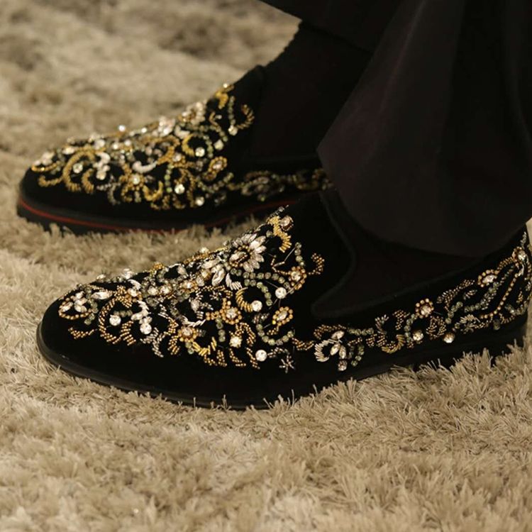 Rhinestone Rund Toe Slip-On Mäns Fritidsskor