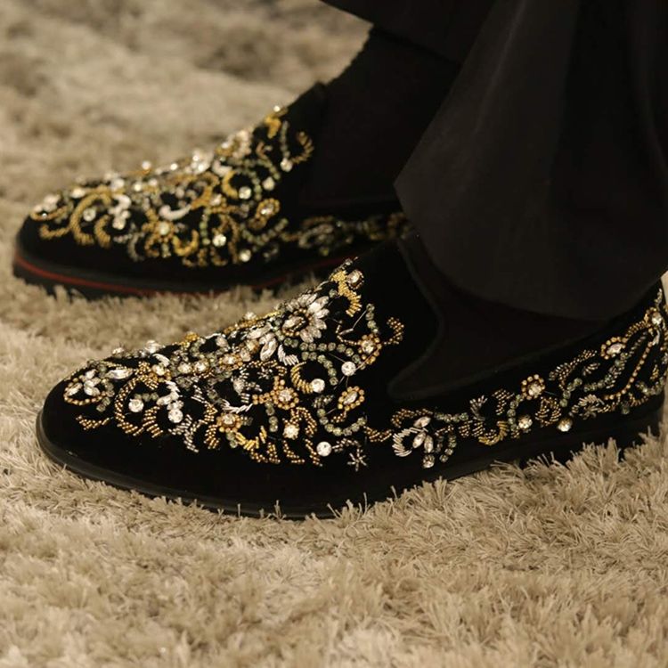 Rhinestone Rund Toe Slip-On Mäns Fritidsskor