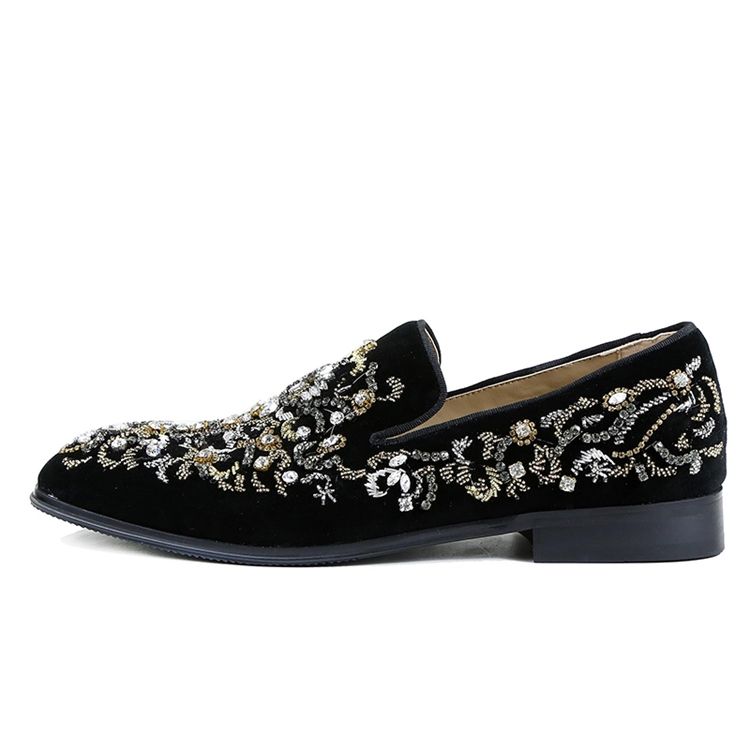 Rhinestone Rund Toe Slip-On Mäns Fritidsskor