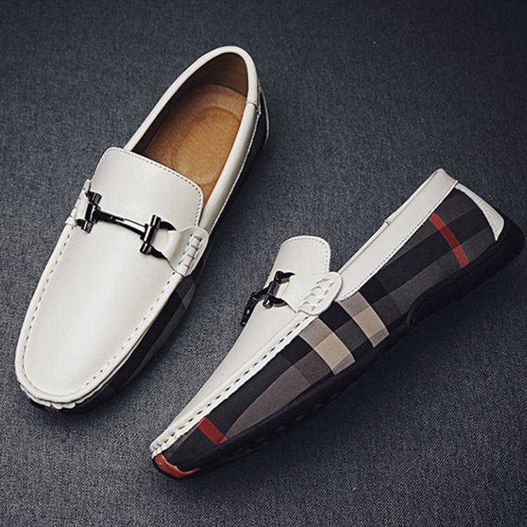 Rutig Slip-On Rund Tå Herrskor
