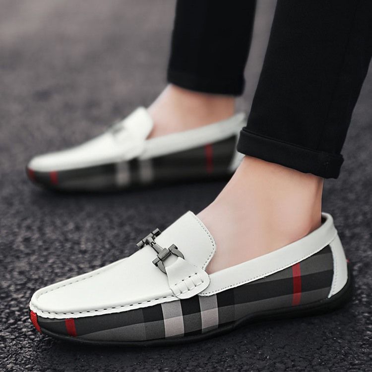 Rutig Slip-On Rund Tå Herrskor