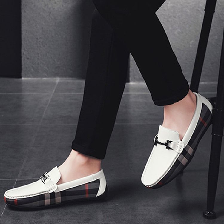 Rutig Slip-On Rund Tå Herrskor