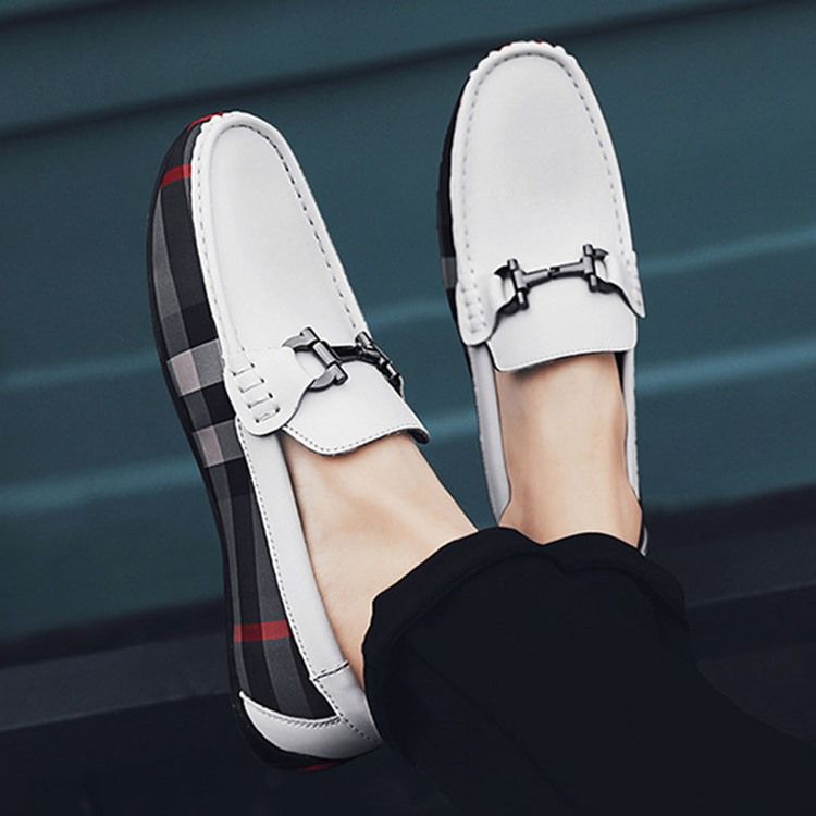 Rutig Slip-On Rund Tå Herrskor