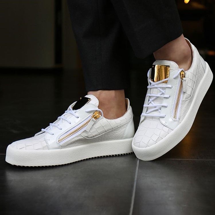 Sneakers Med Paljetter Med Rund Tå För Män