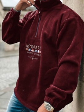 Brevtryckt Tröja Loose Stand Collar Hoodies