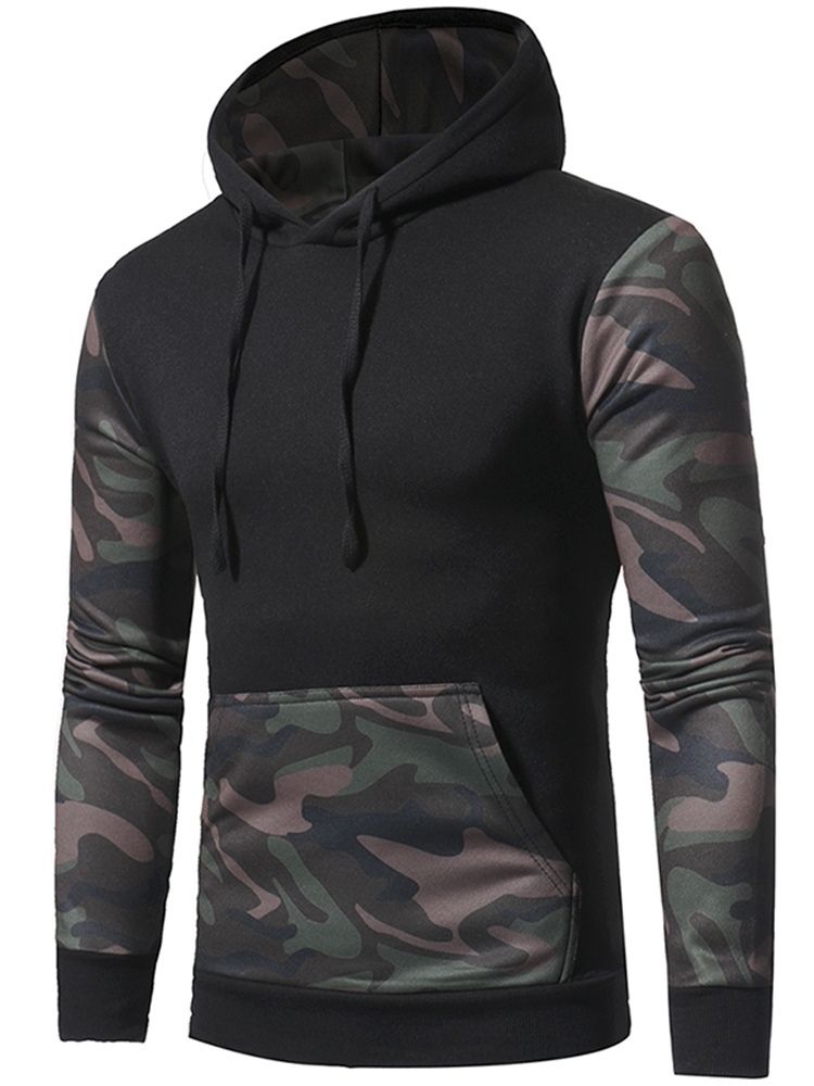 Camouflage Pullover Pocket Pullover Vinterhuvtröjor