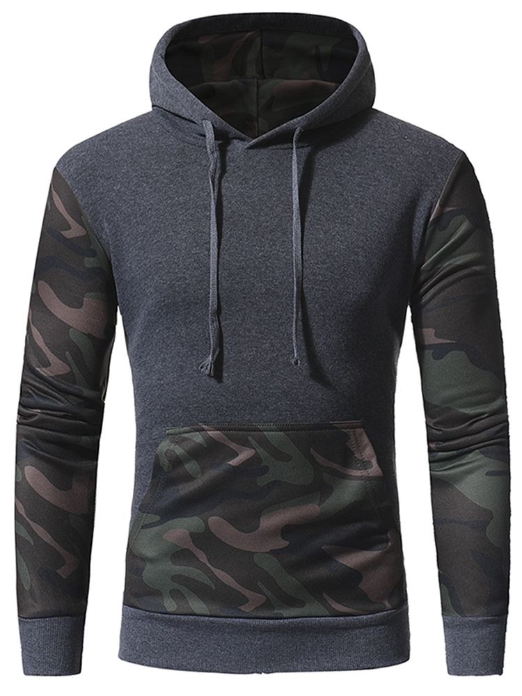 Camouflage Pullover Pocket Pullover Vinterhuvtröjor