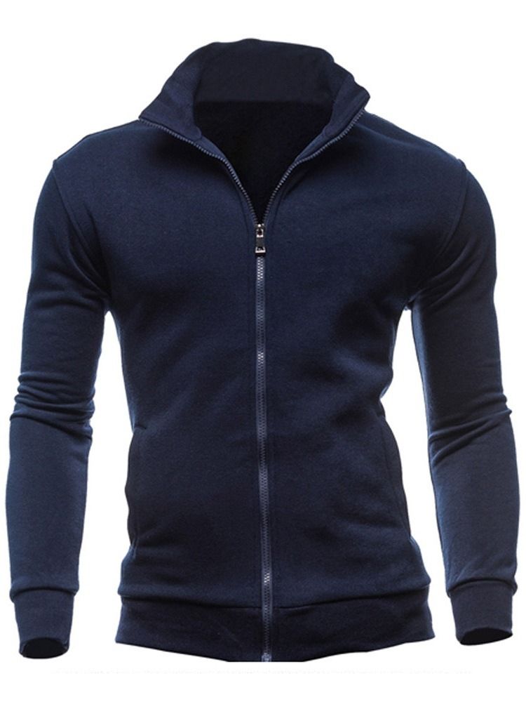 Cardigan Vanlig Casual Zipper Huvtröjor För Herr