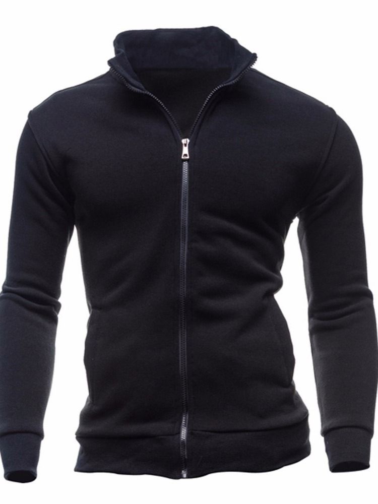 Cardigan Vanlig Casual Zipper Huvtröjor För Herr
