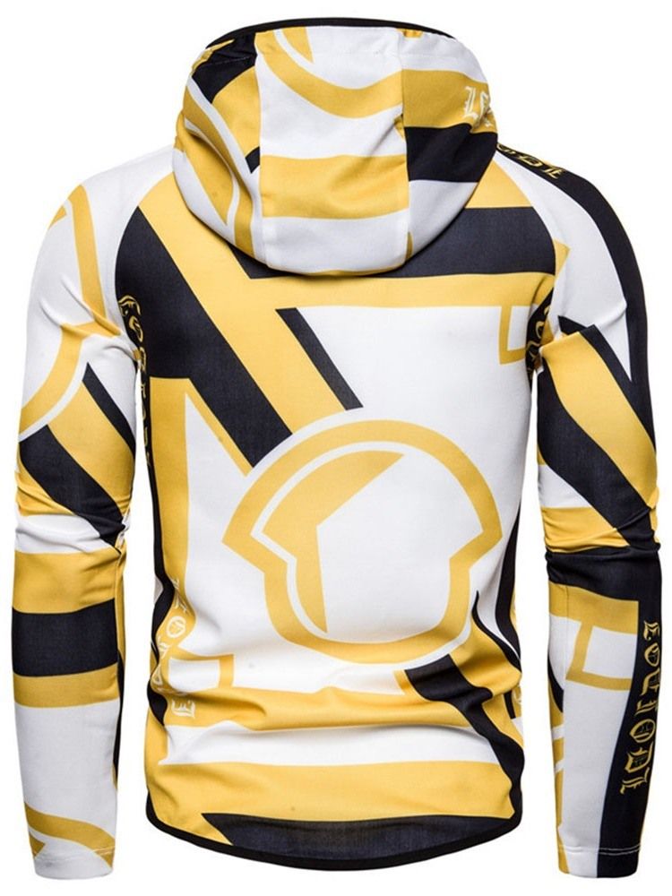 Color Block Print Cardigan Slim Zipper Hoodies