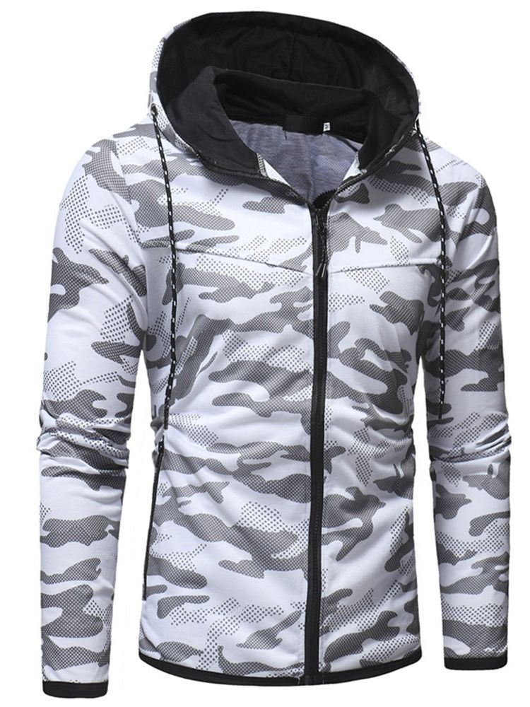 Dragsko Camouflage Cardigan Slim Huvtröjor Med Luva