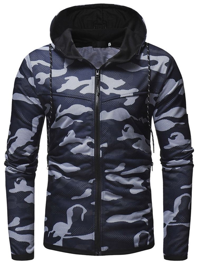 Dragsko Camouflage Cardigan Slim Huvtröjor Med Luva