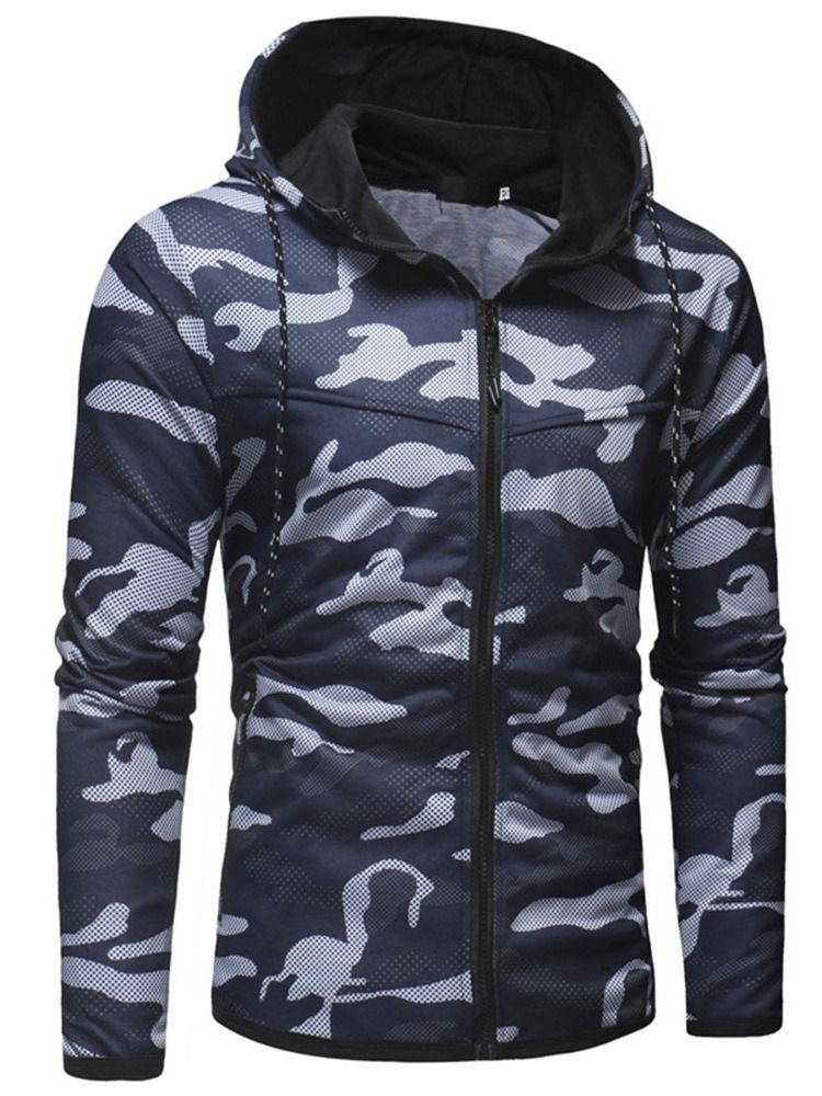 Dragsko Camouflage Cardigan Slim Huvtröjor Med Luva