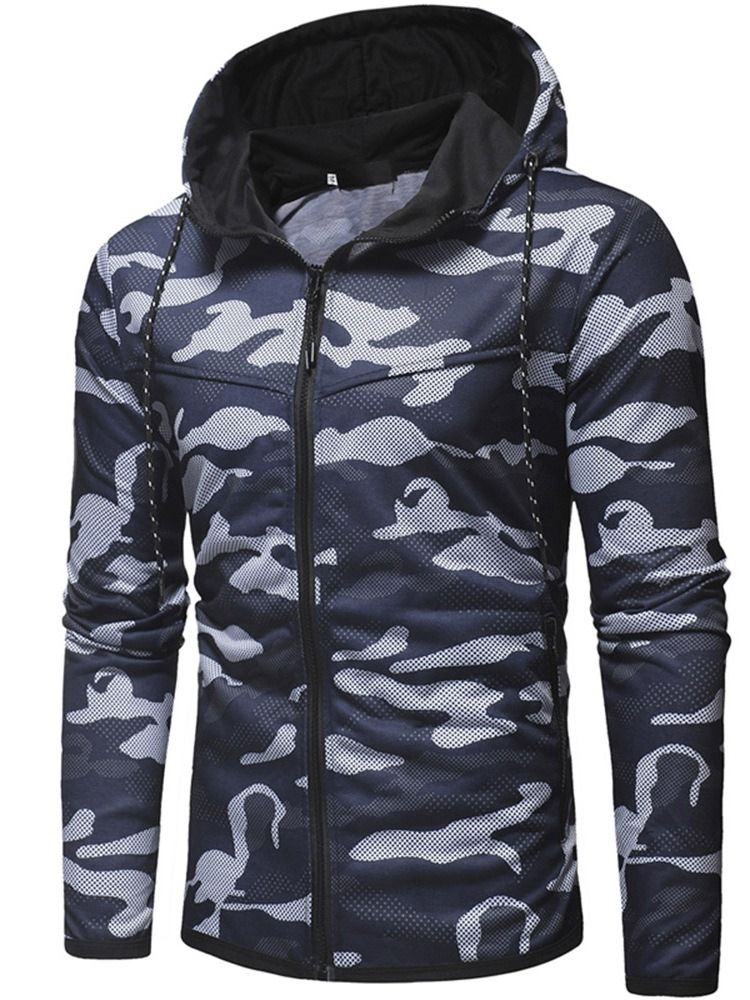 Dragsko Camouflage Cardigan Slim Huvtröjor Med Luva