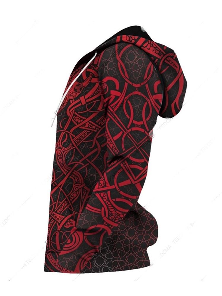 Print Cardigan Huvtröjor För Män Med Dragkedja