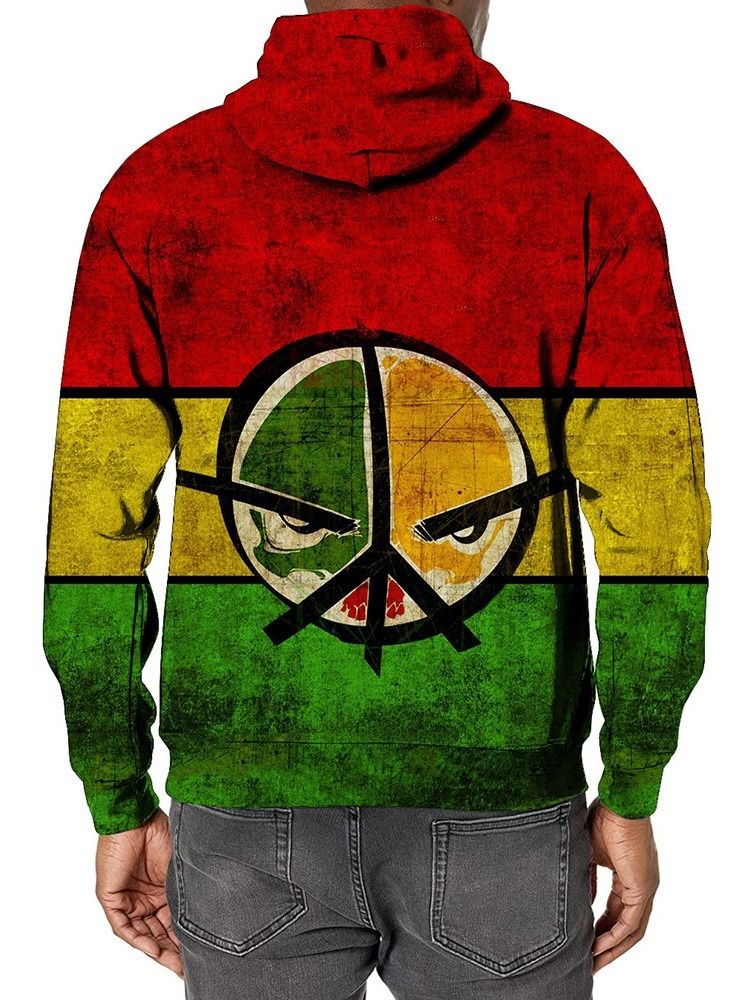 Print Pullover Color Block Lös Pullover Hoodies