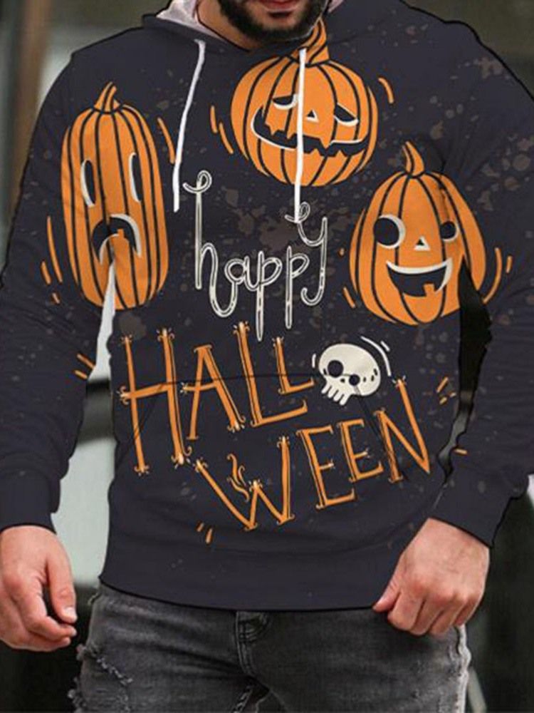 Print Pullover Hood Pullover Casual Hoodies
