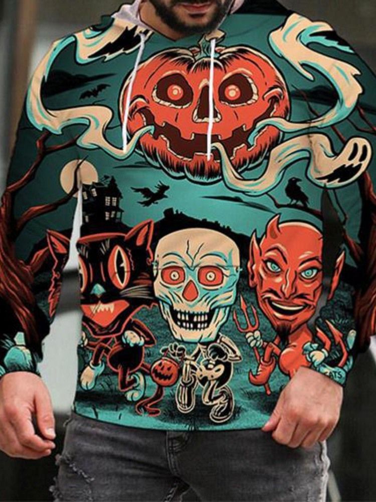 Print Pullover Hood Pullover Casual Hoodies