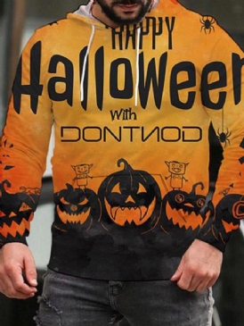 Print Pullover Hood Pullover Casual Hoodies