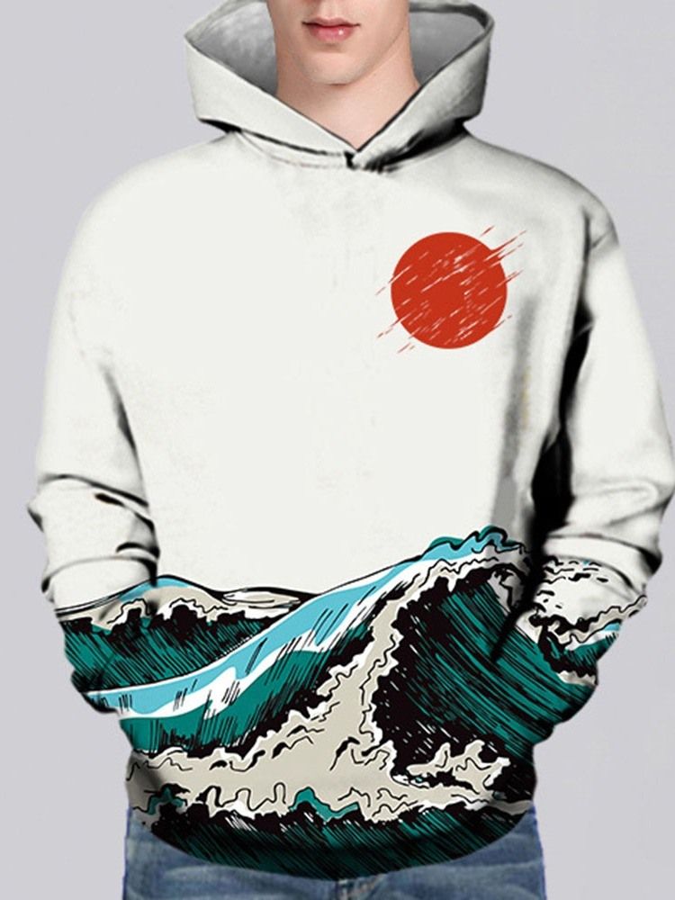 Print Pullover Vårhuvtröjor För Män