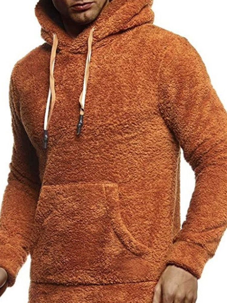 Pullover Plain Pocket Pullover Slim Hoodies