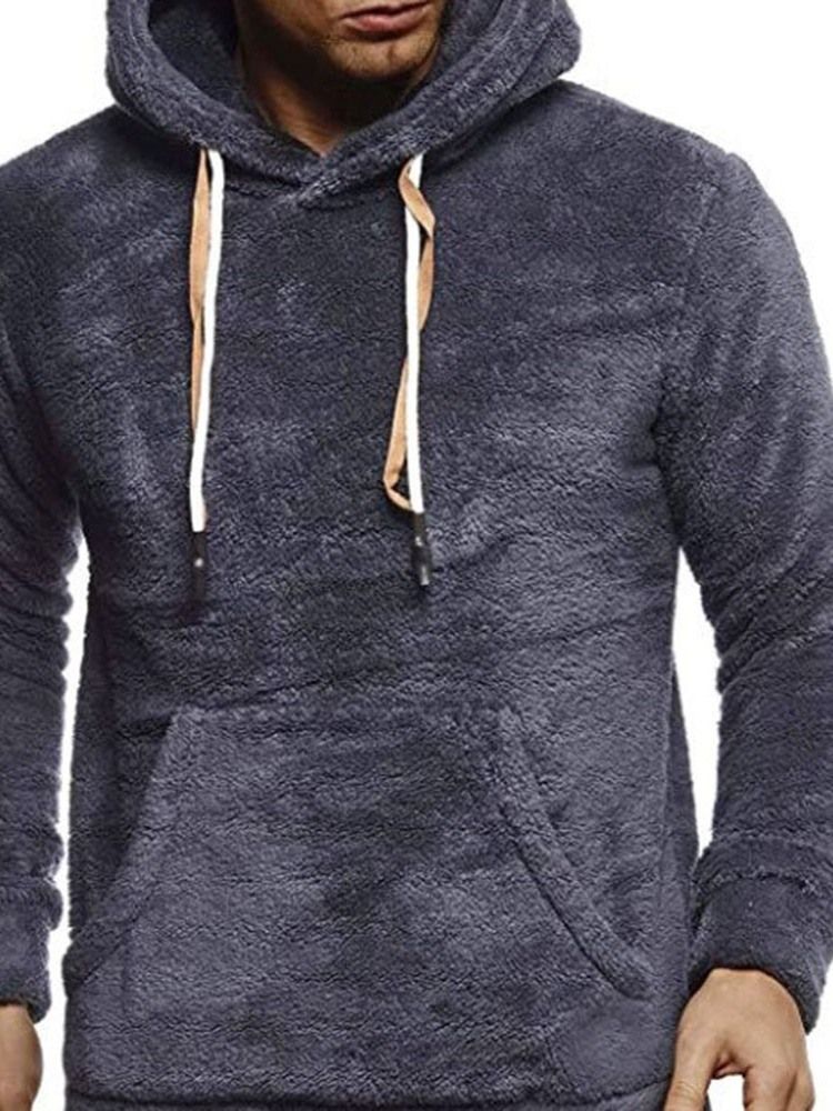 Pullover Plain Pocket Pullover Slim Hoodies