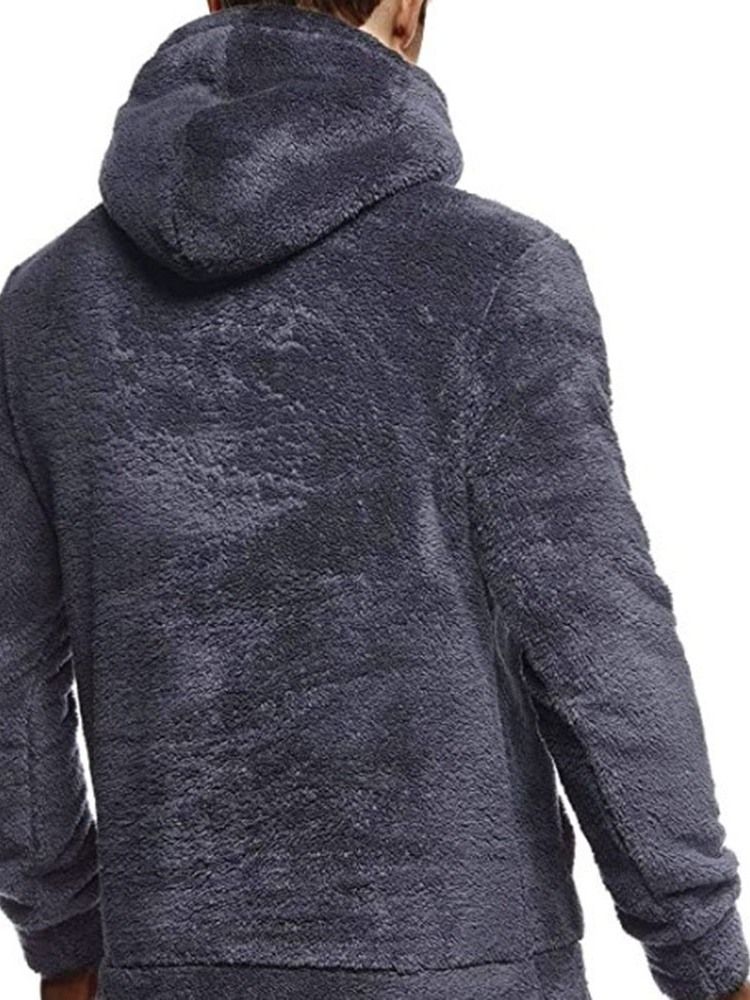 Pullover Plain Pocket Pullover Slim Hoodies