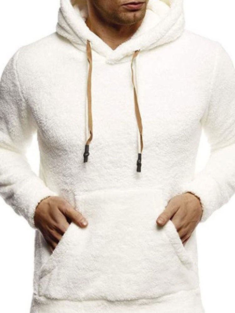 Pullover Plain Pocket Pullover Slim Hoodies