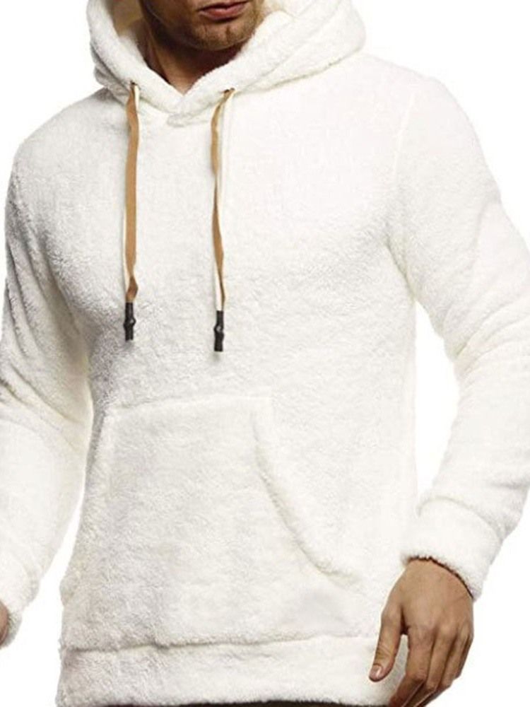 Pullover Plain Pocket Pullover Slim Hoodies