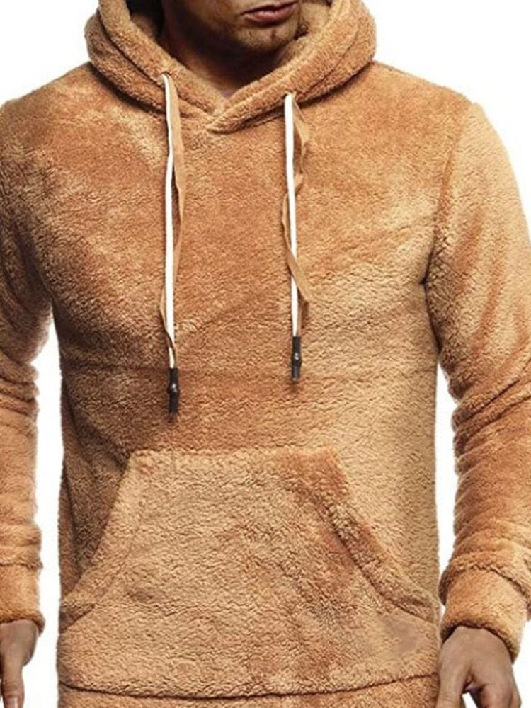 Pullover Plain Pocket Pullover Slim Hoodies