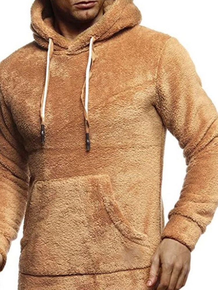Pullover Plain Pocket Pullover Slim Hoodies