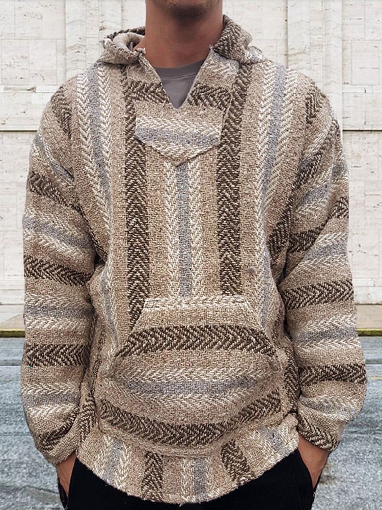 Pullover Pocket Color Block Hooded Casual Hoodies