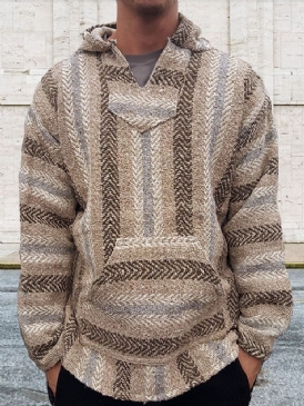 Pullover Pocket Color Block Hooded Casual Hoodies
